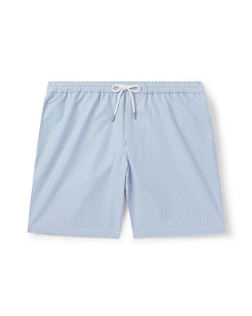 Club Monaco Blue Bo Straight-leg Mid-length Striped Seersucker Swim Shorts for men