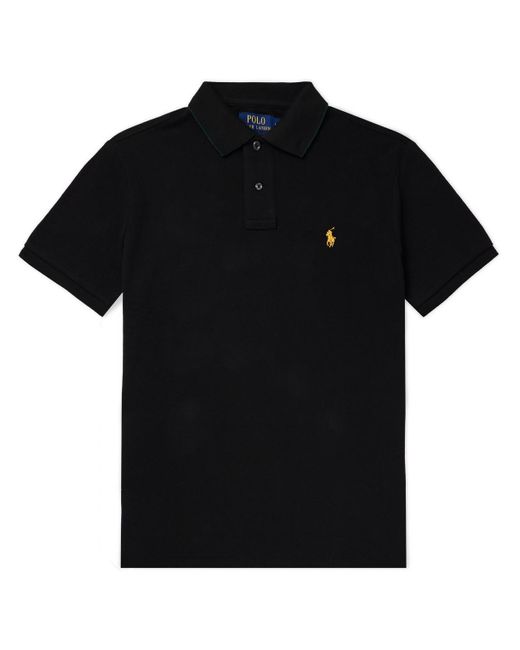 Polo Ralph Lauren Black Logo-embroidered Cotton-piqué Polo Shirt for men