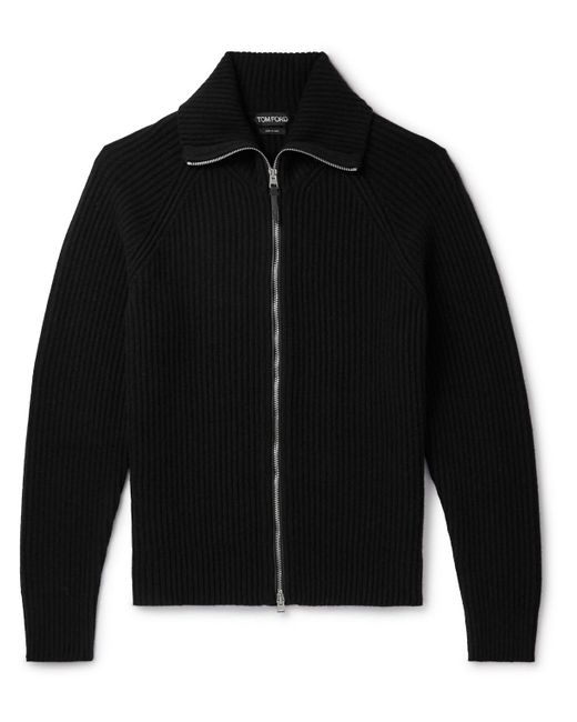 Tom Ford Ribbed Cashmere Rollneck Sweater in Black for Men | Lyst