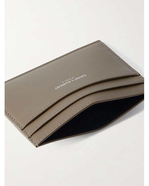 Saint Laurent Gray Logo-print Leather Cardholder for men