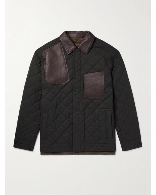 James Purdey & Sons Black Leather-trimmed Quilted Virgin Wool-blend And Shell Jacket for men