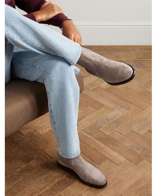 Brunello Cucinelli Brown Beatles Suede Chelsea Boots for men