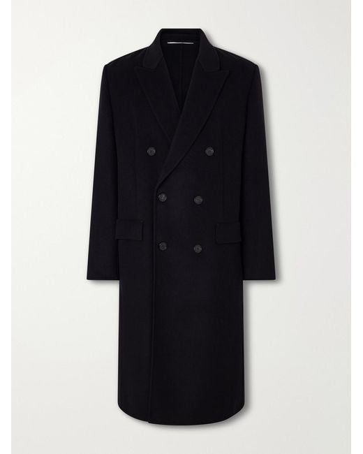 Saint Laurent Blue Double-breasted Wool-blend Coat for men