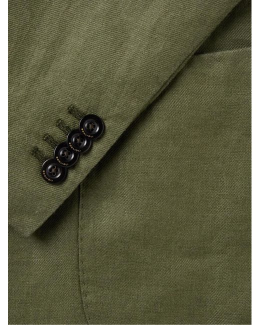 Boglioli Green K-jacket Double-breasted Linen-twill Suit Jacket for men
