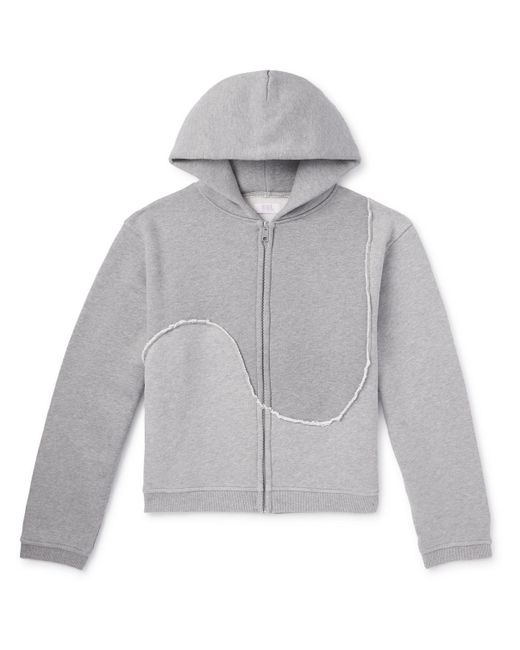 ERL Gray Panelled Cotton-jersey Zip-up Hoodie for men