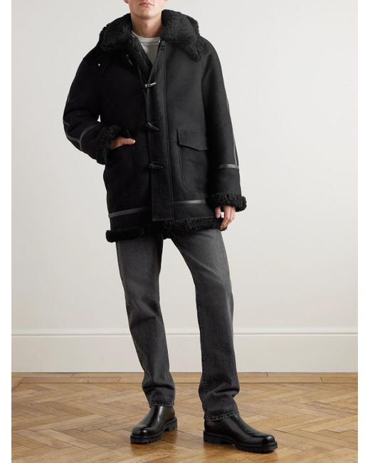 Mr P. Black Oversized Shearling Duffle Coat for men
