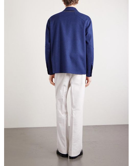 Sease Blue Wool-Blend Overshirt for men