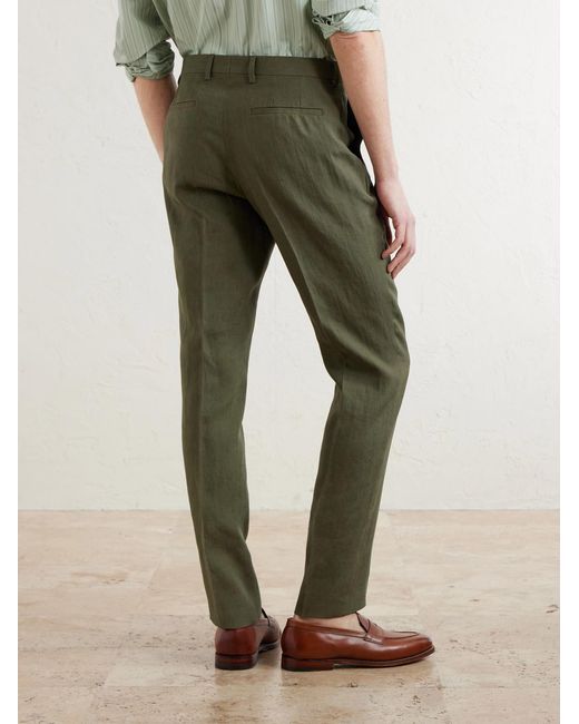 Paul Smith Green Slim-Fit Tapered Linen Suit Trousers for men
