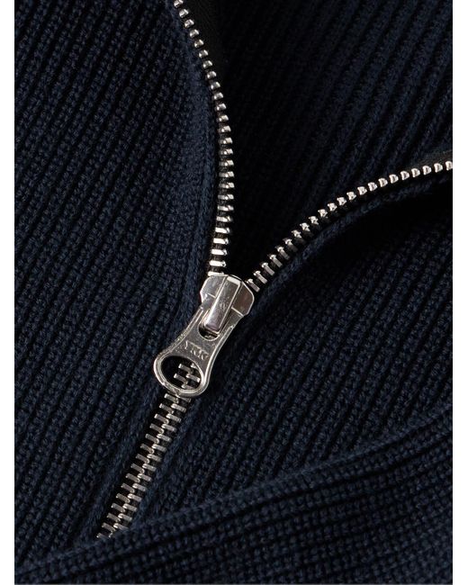 Stone Island Blue Slim-fit Logo-appliquéd Ribbed Cotton Zip-up Cardigan for men