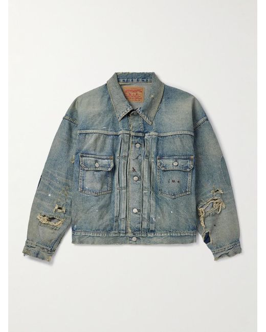 SAINT Mxxxxxx Blue Distressed Denim Jacket for men