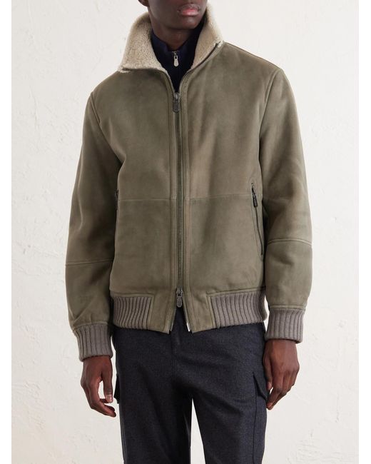 Brunello Cucinelli Shearling Jacket in Green für Herren