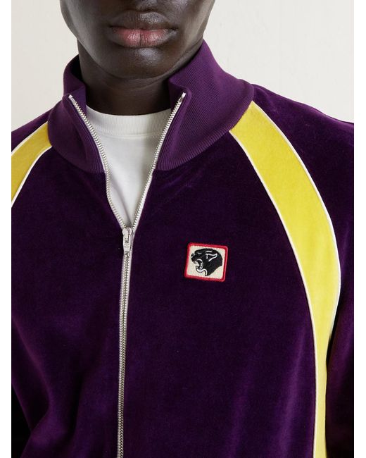 Valentino Garavani Purple Appliquéd Cotton-blend Velvet Track Jacket for men