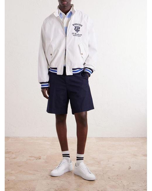 Polo Ralph Lauren White Wimbledon Logo-Embroidered Striped Cotton Blouson Jacket for men