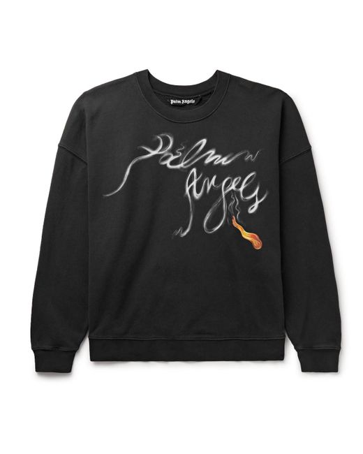 Palm Angels Black Foggy Logo-print Cotton-jersey Sweatshirt for men