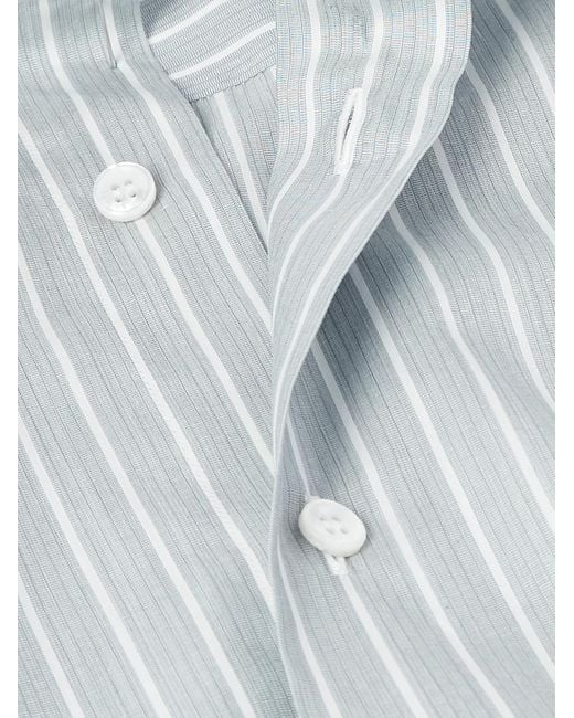 Camicia Di Popeline Di Cotone A Righe Con Collo Alla Francese di Brioni in Gray da Uomo