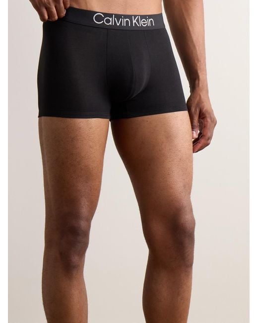 Calvin Klein Ultra Soft Modern Three Pack Stretch Modal Trunks in Blue for Men Lyst UK