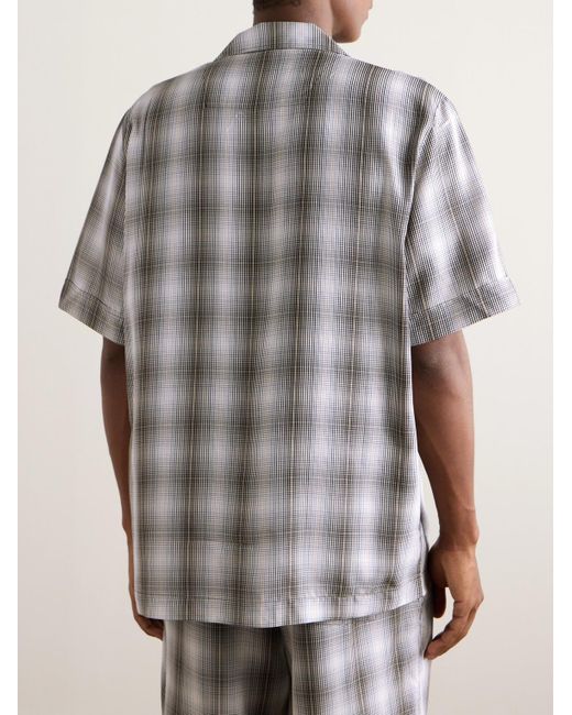 CDLP Gray Convertible-collar Checked Tm Lyocell Poplin Pyjama Shirt for men