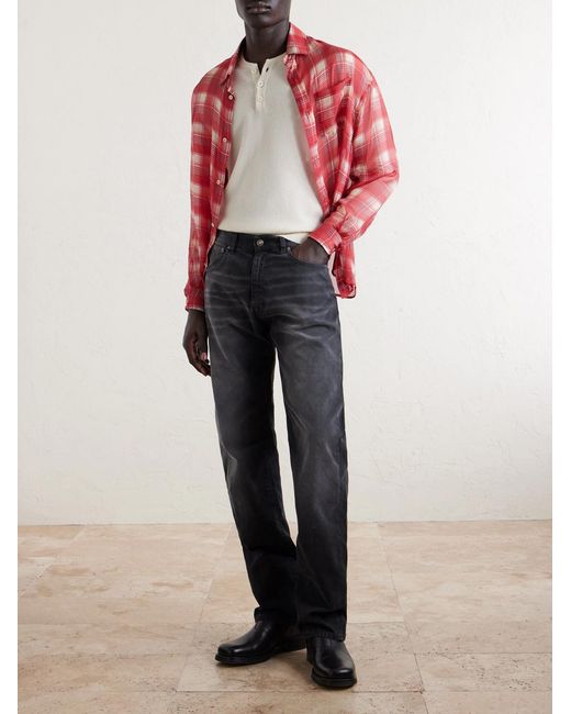 424 Red Checked Silk-chiffon Shirt for men