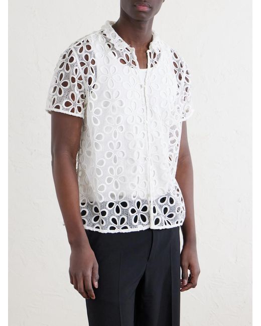 Bode White Primrose Cotton-lace Shirt for men