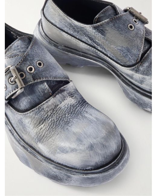 Acne Gray Leather Monk-Strap Shoes for men