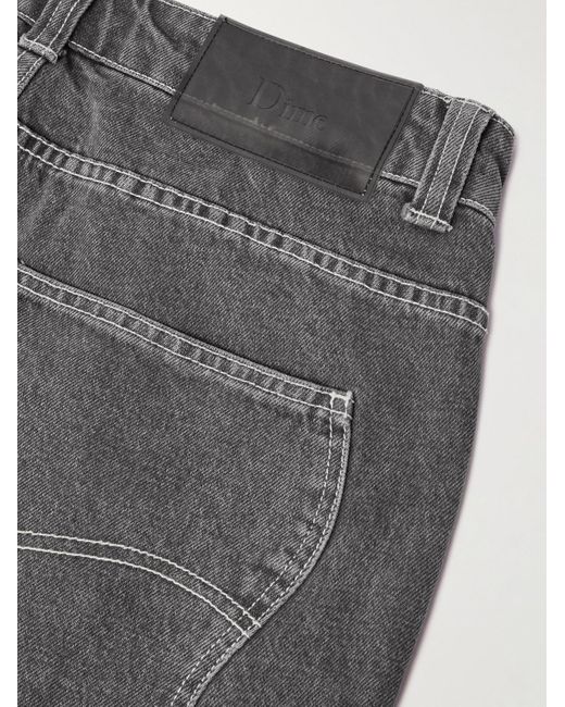 Dime Gray Straight-Leg Logo-Detailed Denim Shorts for men