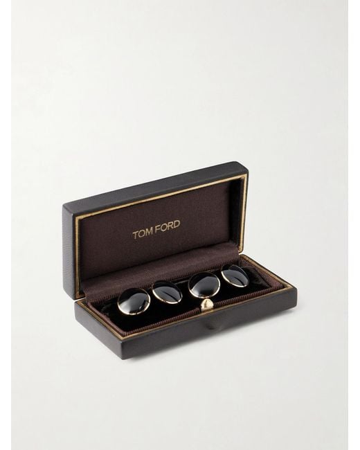 Tom Ford Black 18Kt Onyx Round Cufflinks for men