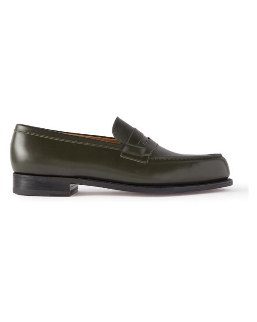 J.M. Weston Brown Leather Penny Loafers for men