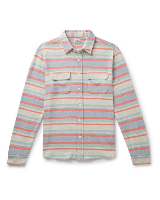 Faherty Brand White Legendtm Striped Brushed Stretch Recycled-knit Shirt for men