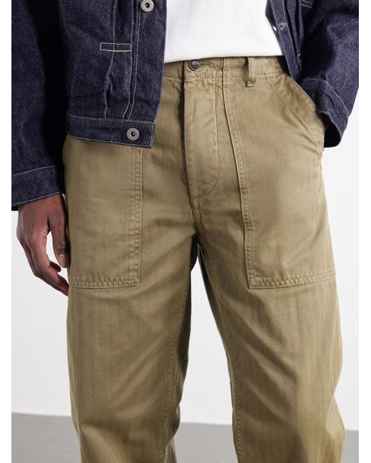 Fortela Natural Newfatigue Straight-Leg Cotton-Herringbone Trousers for men