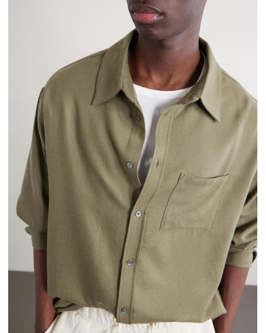 The Elder Statesman Green Cashmina Wool And Cashmere-blend Shirt for men