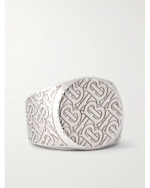 Burberry Monogrammed Palladium-plated Signet Ring in Metallic for Men |  Lyst Canada