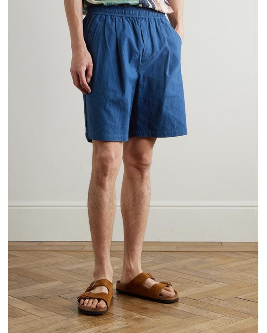 Folk Blue Assembly Wide-Leg Cotton-Blend Shorts for men