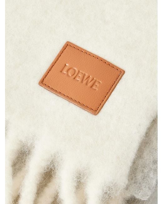 Loewe Natural Fringed Striped Brushed Alpaca And Wool-Blend Scarf for men