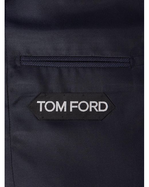 Tom Ford Blue Dyllan Super 130S Grain De Poudre Wool Suit Jacket for men