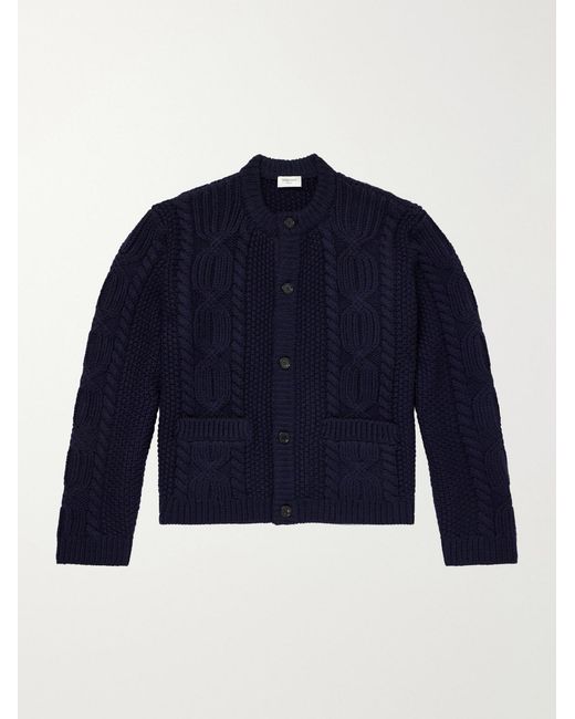 Saint Laurent Blue Cable-knit Wool Cardigan for men