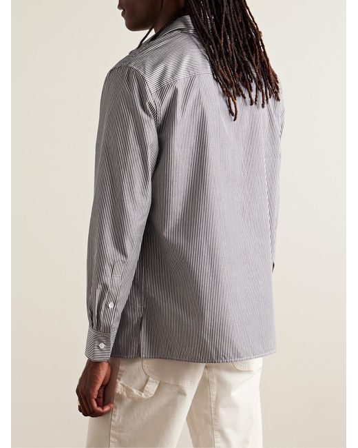 Nili Lotan Gray Finn Striped Cotton-Poplin Shirt for men