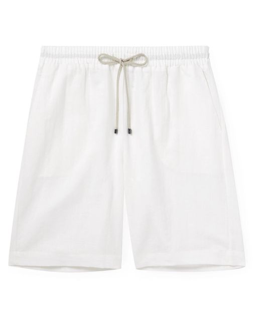 Zimmerli of Switzerland White Straight-leg Linen And Cotton-blend Drawstring Shorts for men