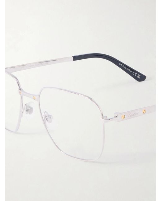 Cartier Metallic Santos De Cartier D-Frame-Tone Titanium Optical Glasses for men