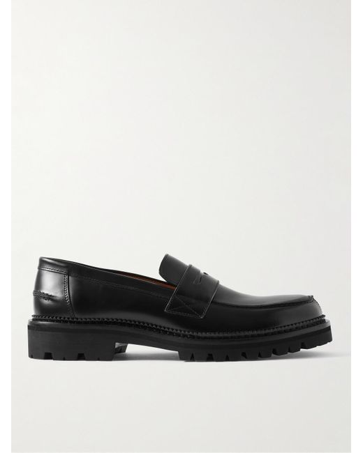 Mr P. Black Jacques Leather Penny Loafers for men