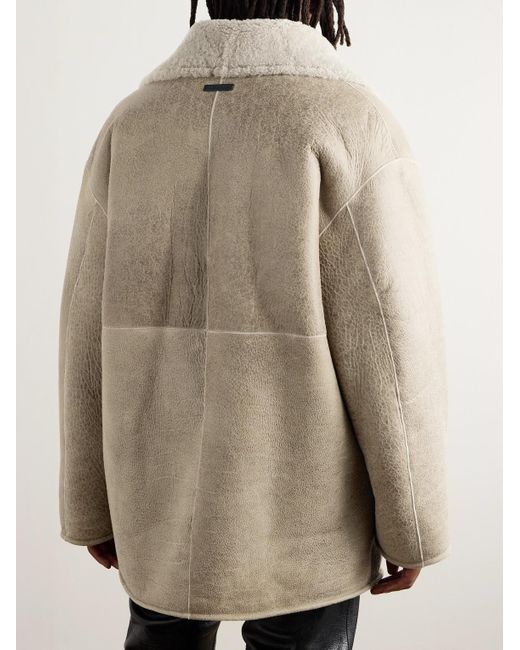 Fear Of God Natural Logo-appliquéd Shawl-collar Shearling Jacket for men