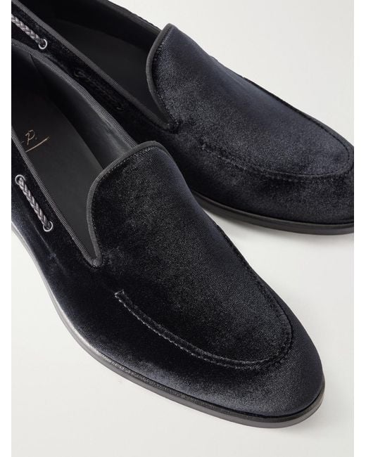 Mr P. Black Velvet Loafers for men