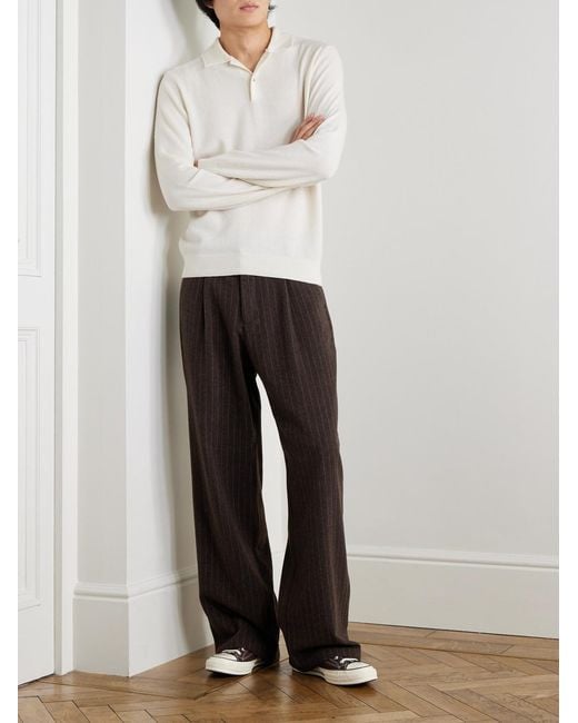 Oliver Spencer Brown Orsman Wide-Leg Cotton-Blend Trousers for men