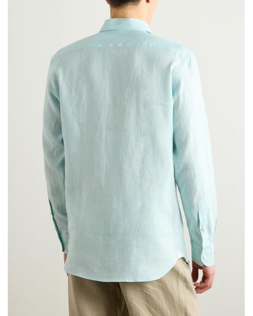 Zegna Blue Oasi Linen Shirt for men