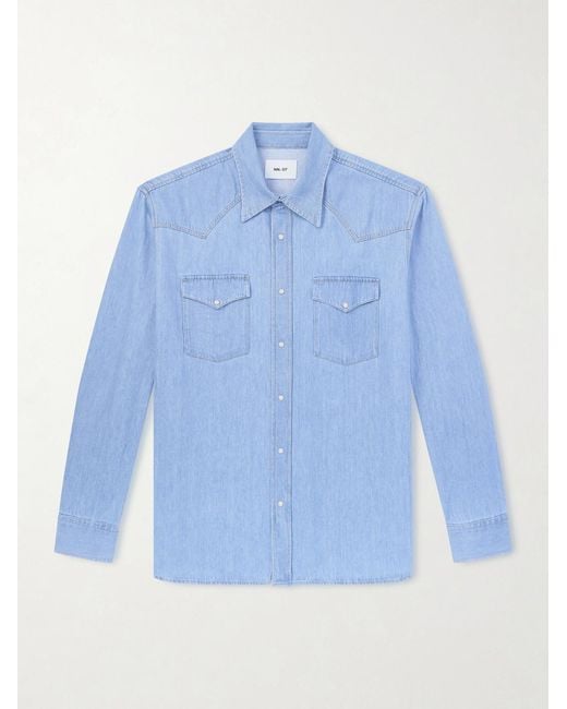 NN07 Blue Ricky 50015 Denim Western Shirt for men