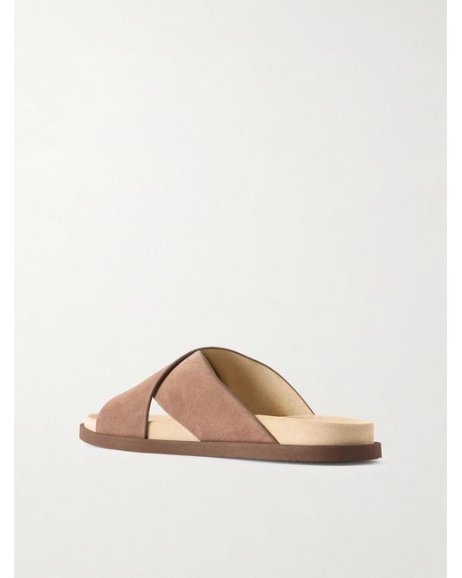 Brunello Cucinelli Brown Suede Slides for men