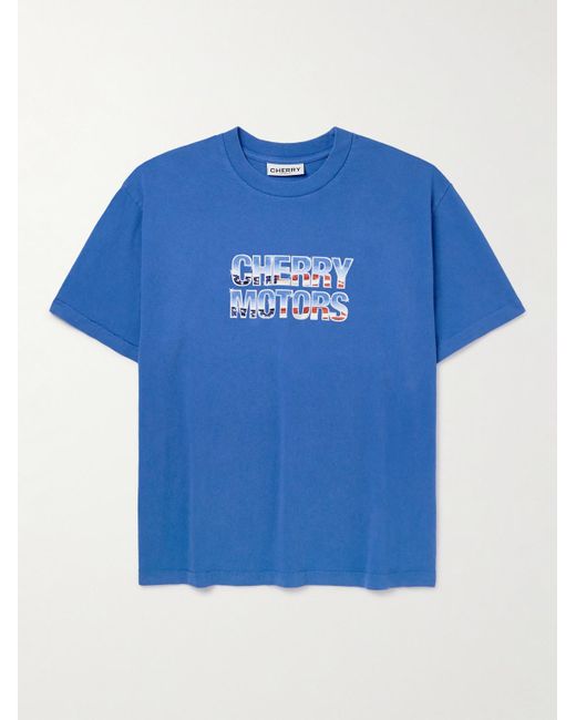 CHERRY LA Blue Logo-print Cotton-jersey T-shirt for men