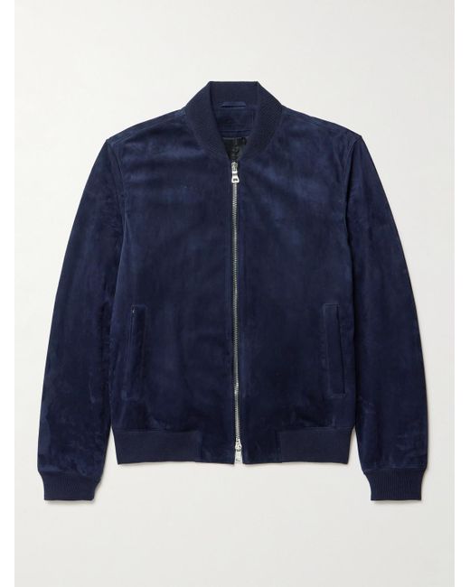 Mr P. Blue Suede Bomber Jacket for men
