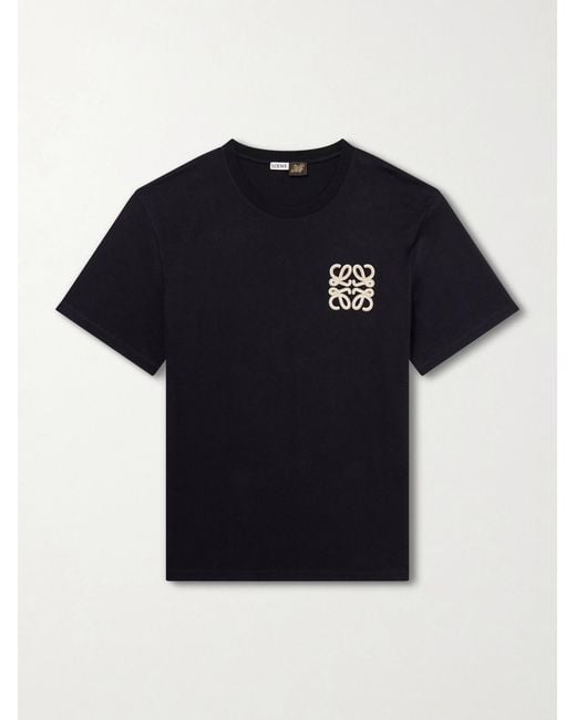 Loewe Black Paula's Ibiza Logo-Embroidered Cotton T-Shirt for men
