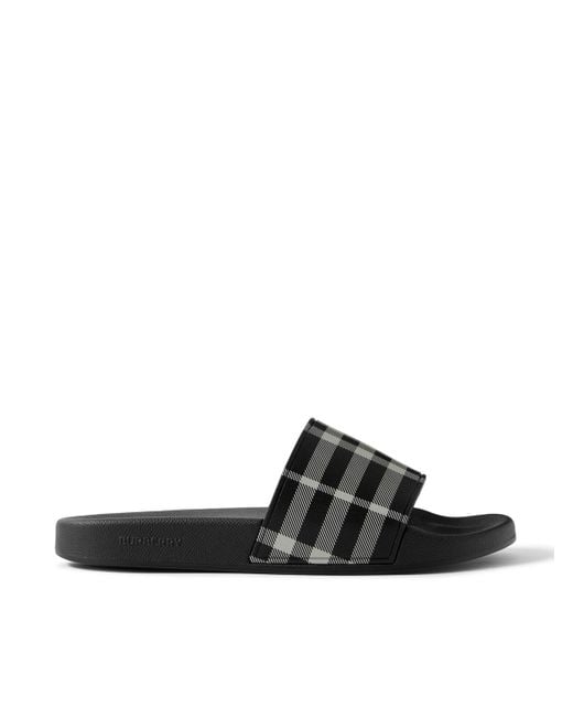 Burberry Black Checked Rubber Slides for men