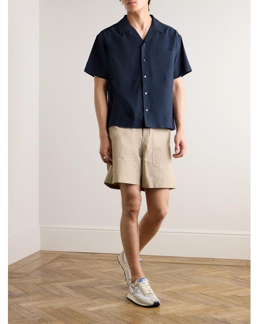 FRAME Blue Camp-Collar Lyocell-Blend Twill Shirt for men